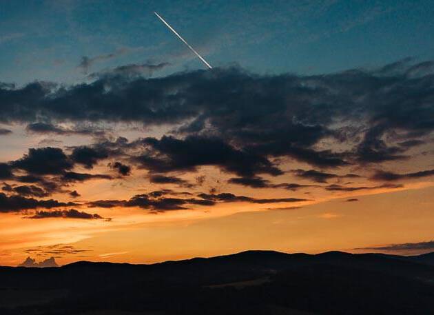 Aerial sunset landscape view