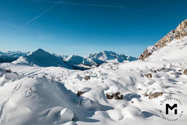 Winter landscape with mountains view