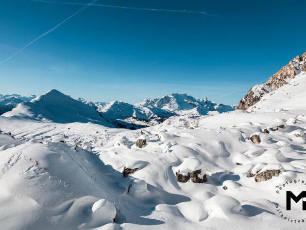 Winter landscape with mountains view