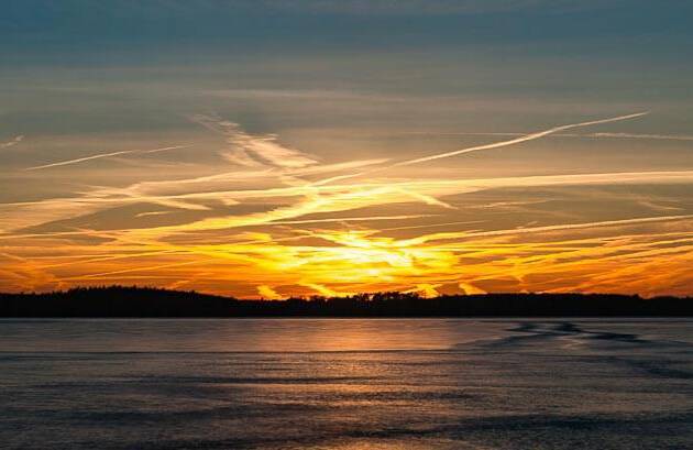 Winter sunset sky