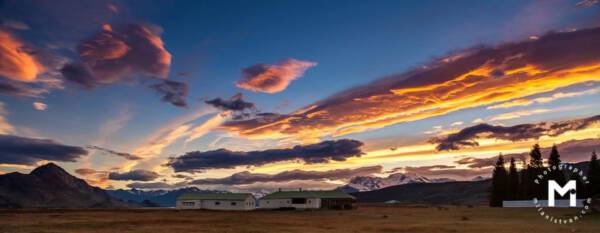 Beautiful sunset at the mountains landscape