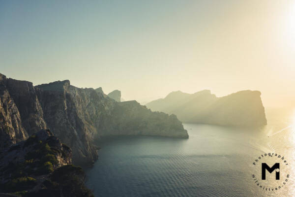 Sunset landscape cliffs view