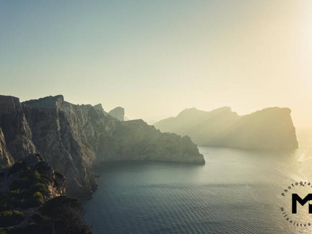 Sunset landscape cliffs view