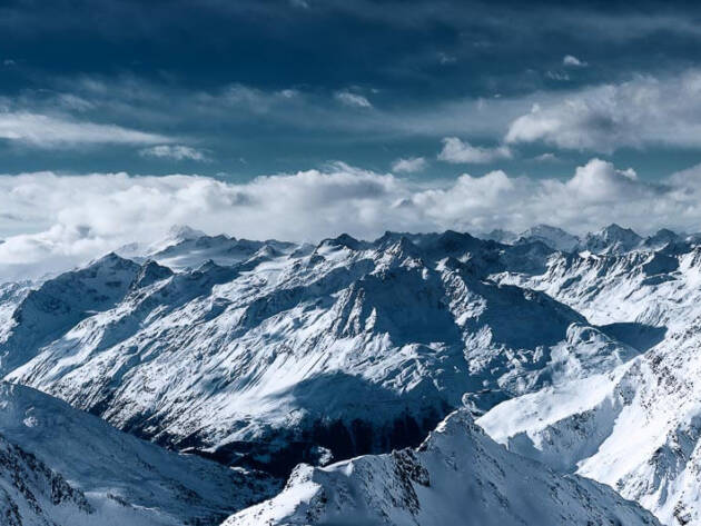 Wide big mountains top view