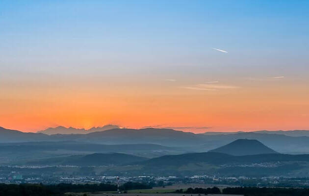 Big landscape view at the sunset