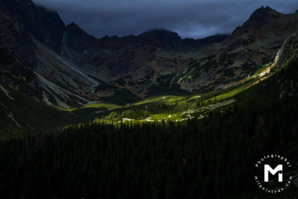 Light in mountains valley