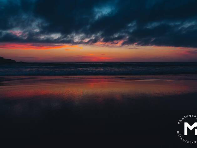 Red colorful sunrise at the ocean