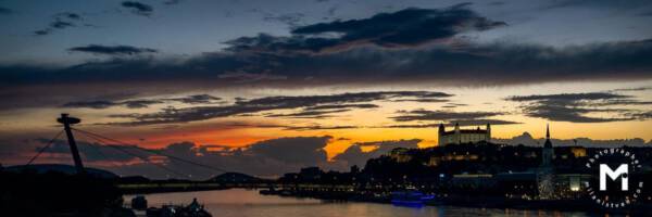 Bratislava city at the sunset