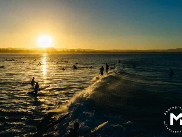 Sunset at the beach golden hour