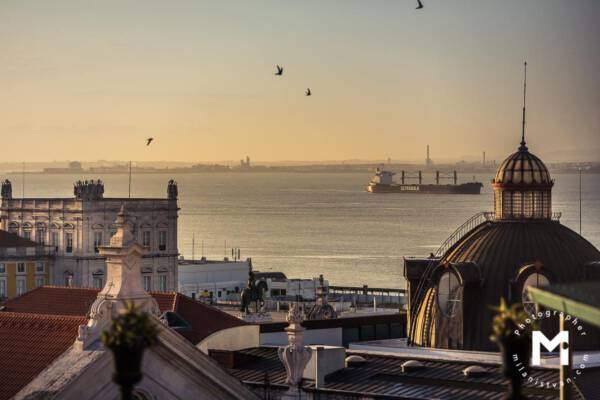 Lisbon water view at the sunrise