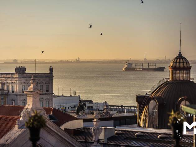 Lisbon water view at the sunrise