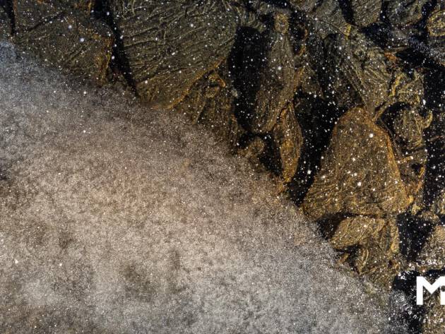 Frozen lake water close view